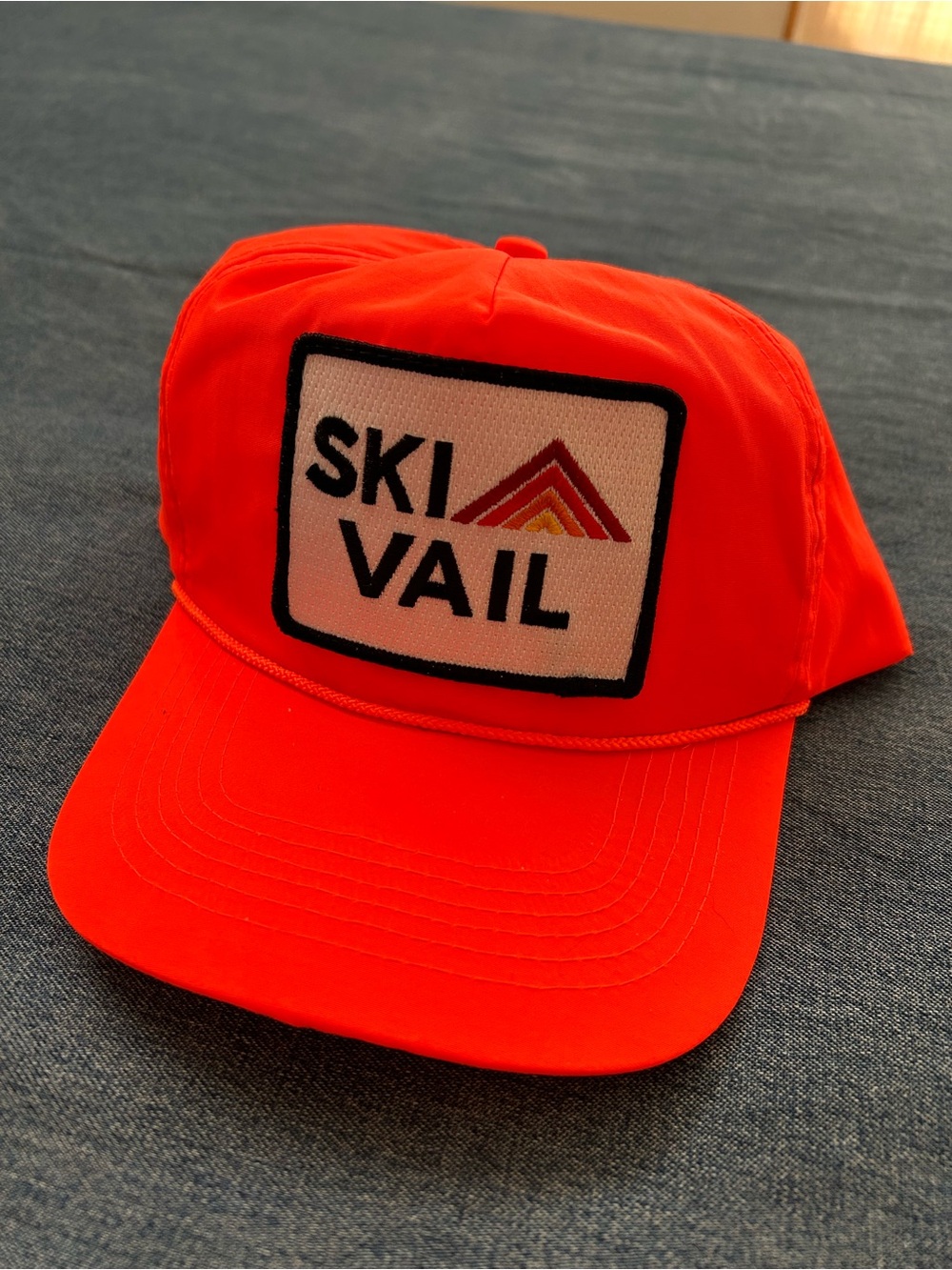 NWOT Aviator Nation SKI VAIL - VINTAGE NYLON TRUCKER HAT. Color: neon orange